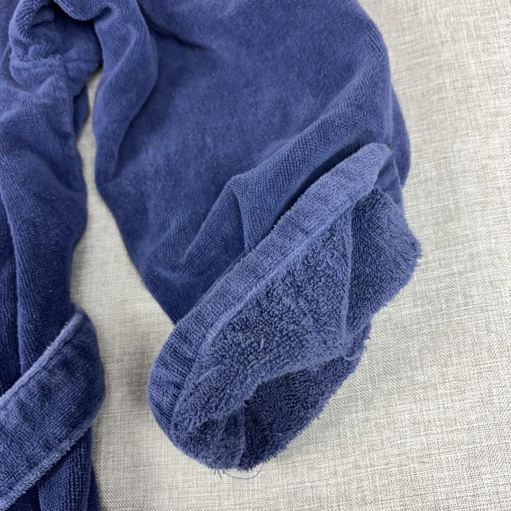Polo Ralph Lauren Robe Mens M Blue Terry Cotton Belted Logo Bathrobe Sleepwear